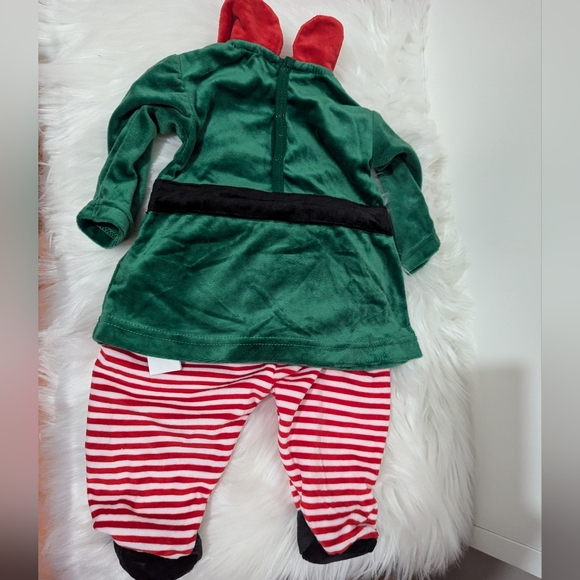 Zara Christmas Collection Baby Velour Elf Two-piece Outfit Pajamas 1-6 mos New! - Picture 7 of 9